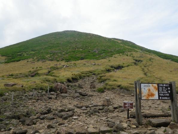スガモリ越からの三俣山の斜面はポツポツとしかミヤマキリシマを確認できず。今年は良くないのだろうか？？